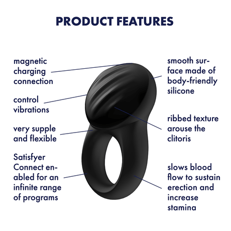 Satisfyer - Signet Ring App-Controlled Bluetooth Cock Ring (Black) STF1132 CherryAffairs