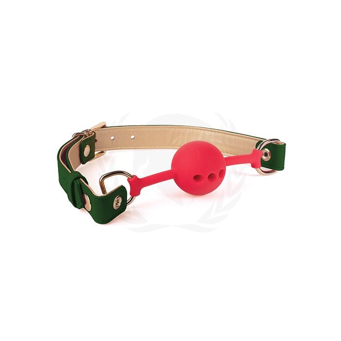 Spartacus - 4.6 cm Silicone Ball Gag with PU Straps (Green) STC1008 CherryAffairs