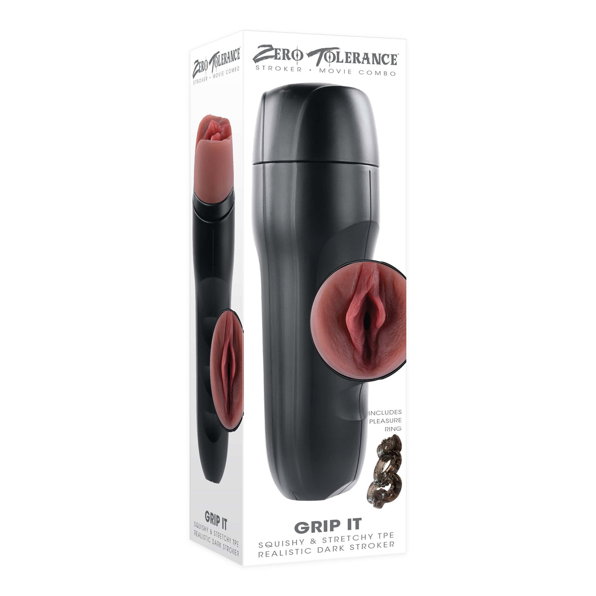 Zero Tolerance - Grip It Squishy Realistic Stroker with Vibrating Cock Ring CherryAffairs