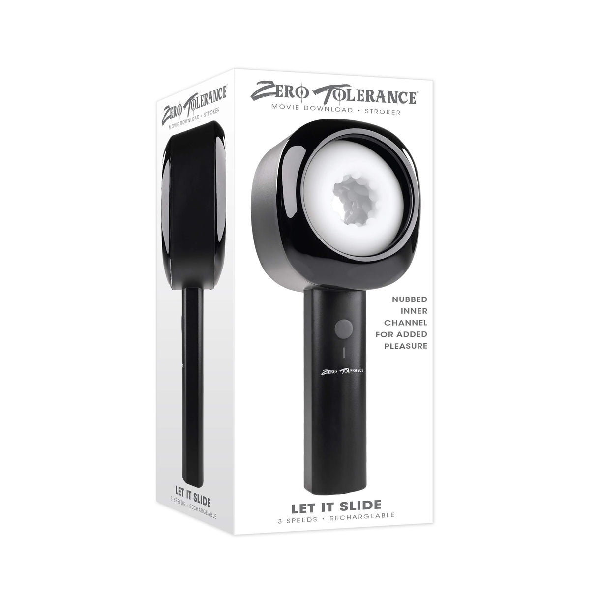 Zero Tolerance - Let It Slide Rechargeable Vibrating Nubbed Stroker (Black) ZR1059 CherryAffairs