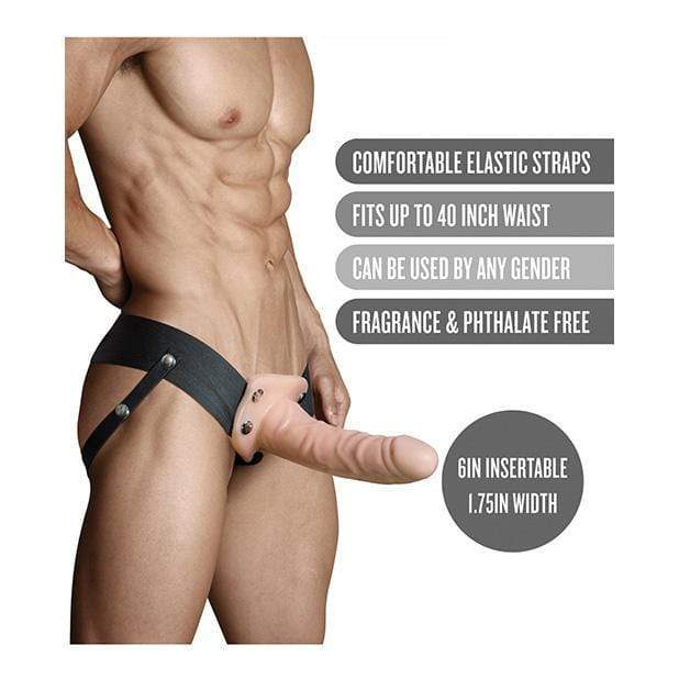 Blush Novelties - Dr Skin Hollow Strap On 6" (Beige) Strap On with Hollow Dildo for Male (Non Vibration)