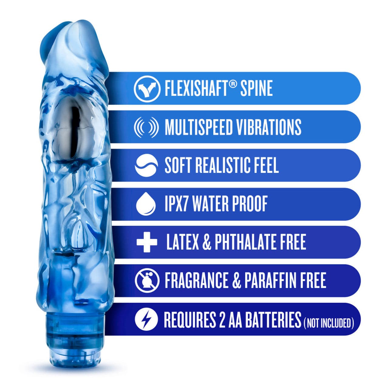 Blush Novelties - Naturally Yours Wild Ride Realistic Vibrating Dildo 9"    Realistic Dildo w/o suction cup (Vibration) Non Rechargeable