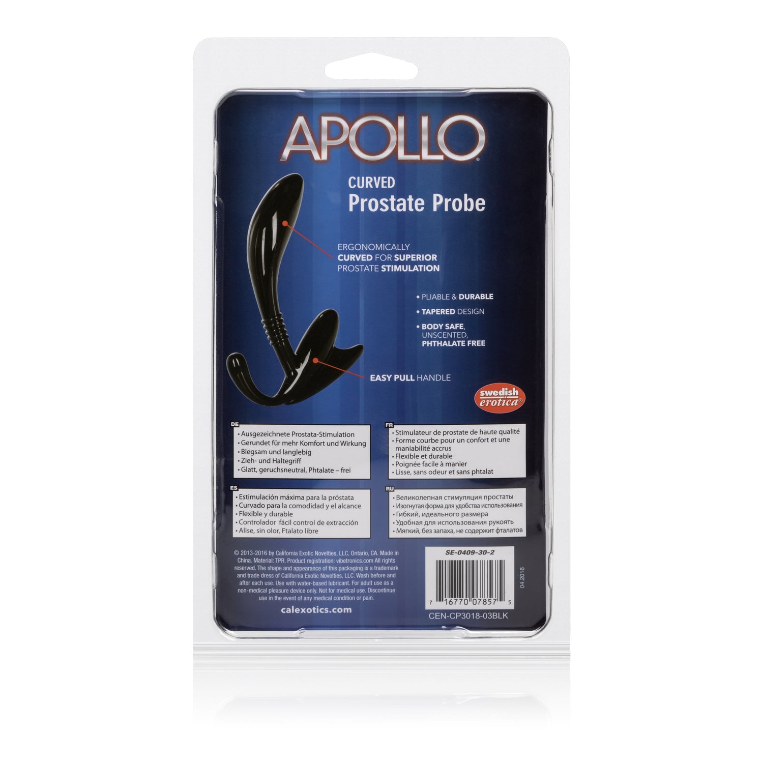 California Exotics - Apollo Curved Prostate Probe Massager (Black) CE1572 CherryAffairs
