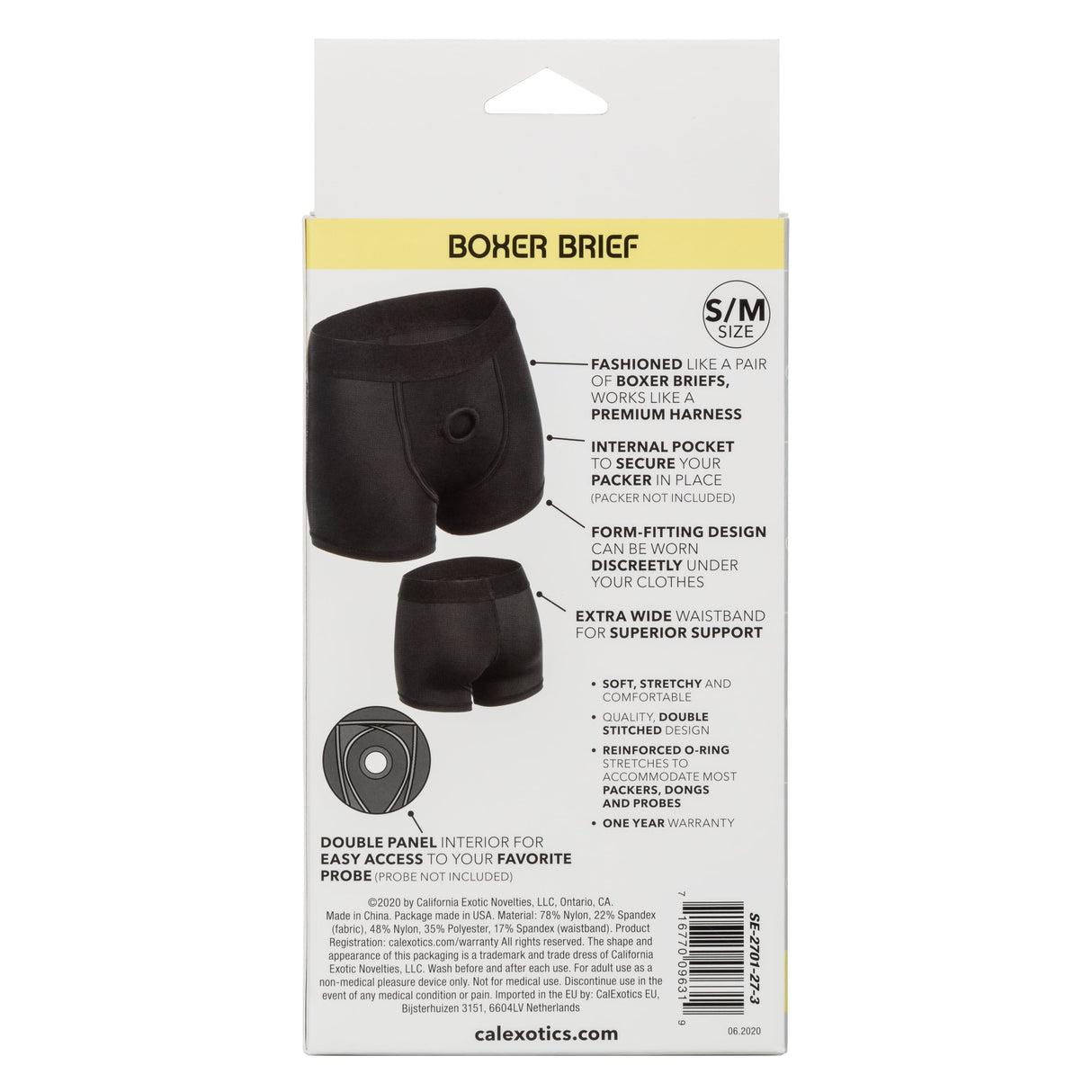 California Exotics - Boundless Boxer Brief Strap On Harness S/M (Black) CE1936 CherryAffairs