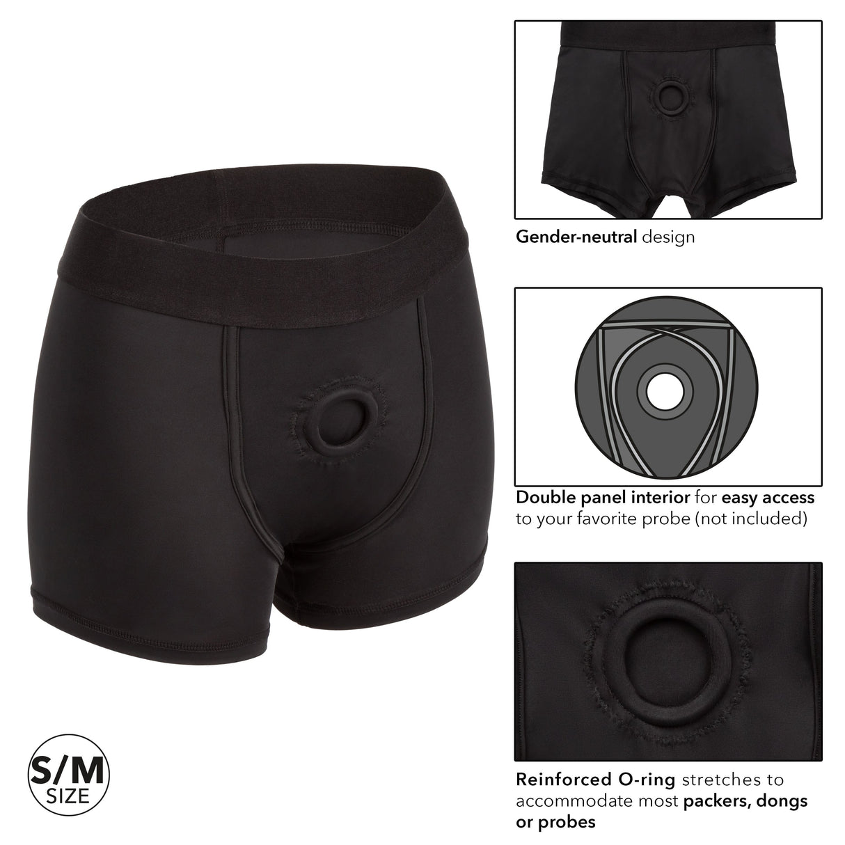 California Exotics - Boundless Boxer Brief Strap On Harness S/M (Black) CE1936 CherryAffairs