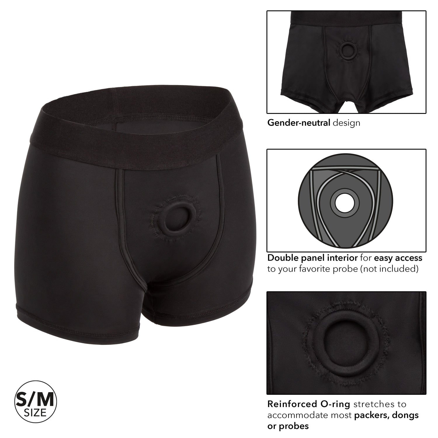 California Exotics - Boundless Boxer Brief Strap On Harness S/M (Black) CE1936 CherryAffairs