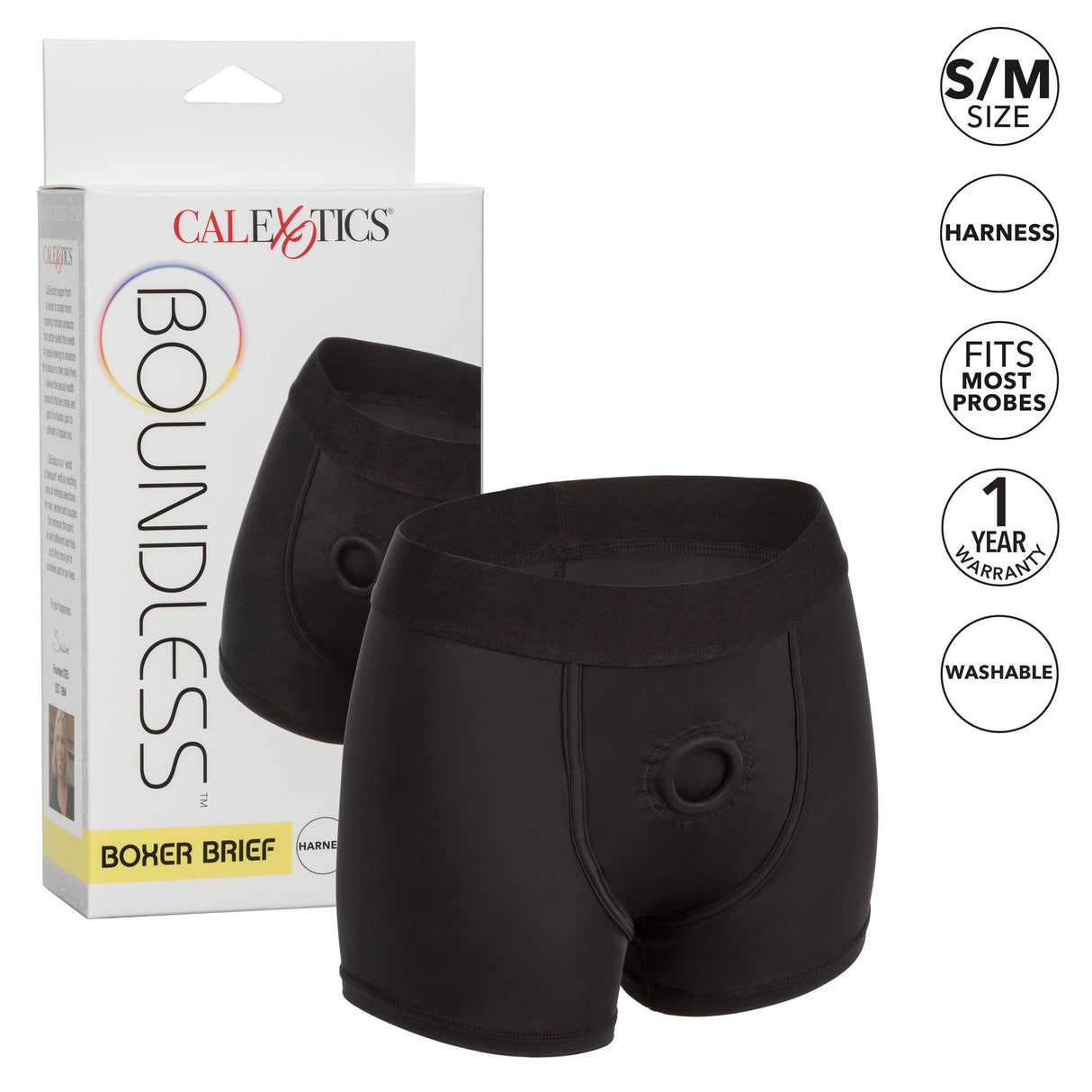California Exotics - Boundless Boxer Brief Strap On Harness S/M (Black) CE1936 CherryAffairs
