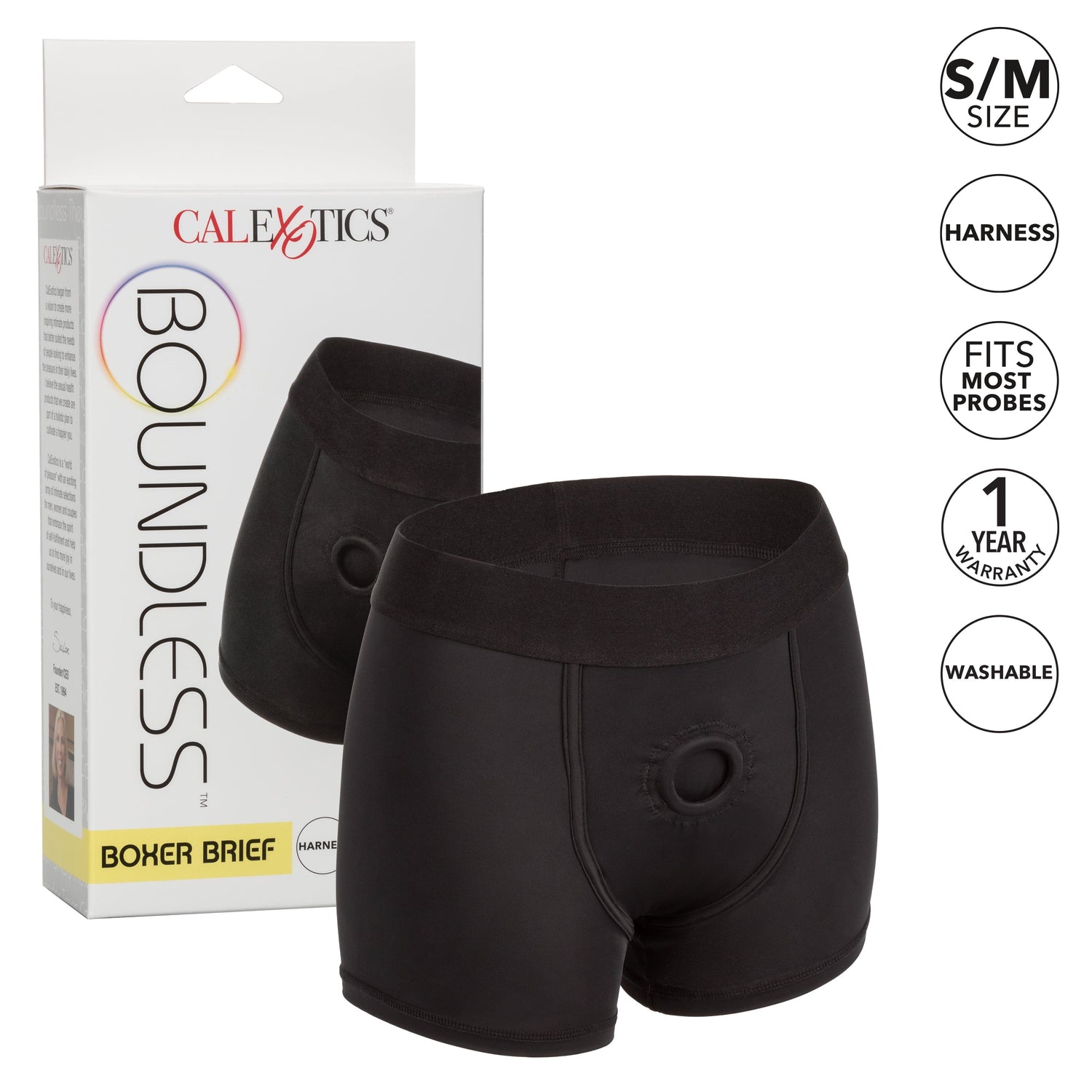 California Exotics - Boundless Boxer Brief Strap On Harness S/M (Black) CE1936 CherryAffairs