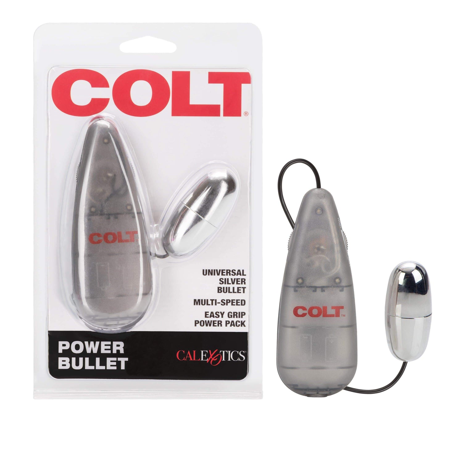 California Exotics - COLT Multi Speed Power Pak Bullet with Remote (Silver)    Wired Remote Control Egg (Vibration) Non Rechargeable
