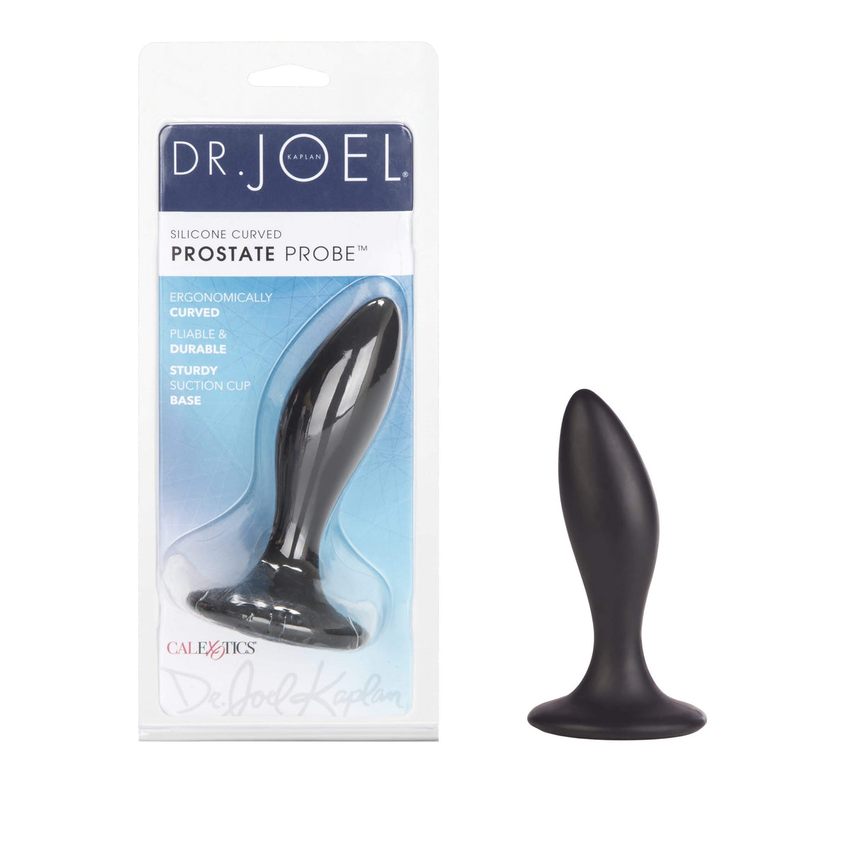 California Exotics - Dr Joel Kaplan Silicone Curved Prostate Probe Anal Plug (Black) CE1842 CherryAffairs