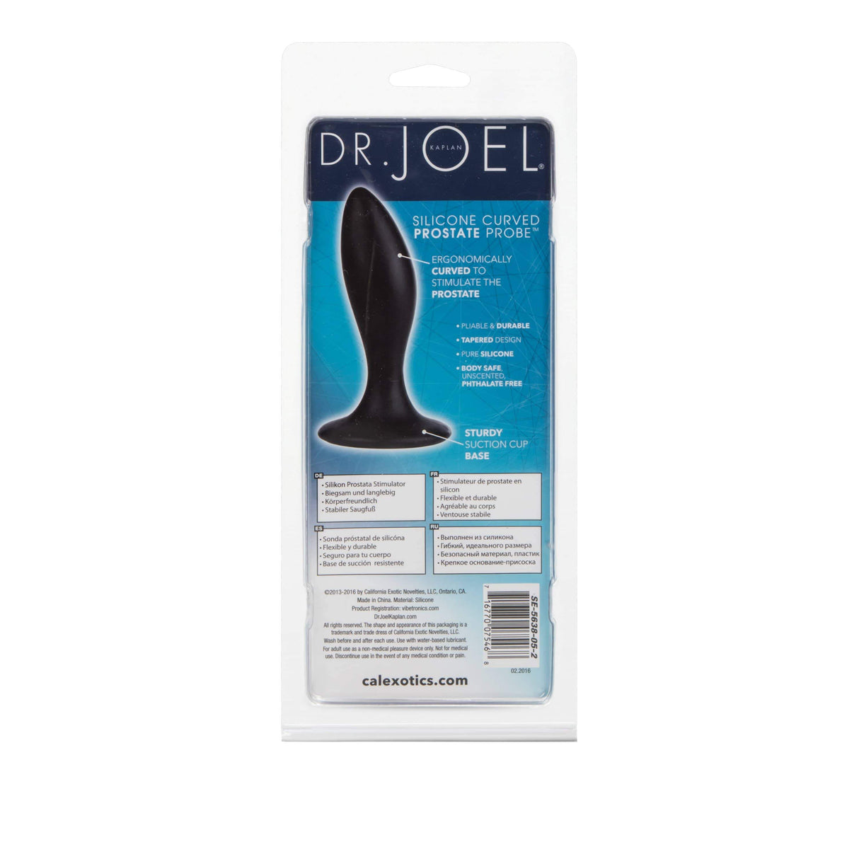 California Exotics - Dr Joel Kaplan Silicone Curved Prostate Probe Anal Plug (Black) CE1842 CherryAffairs