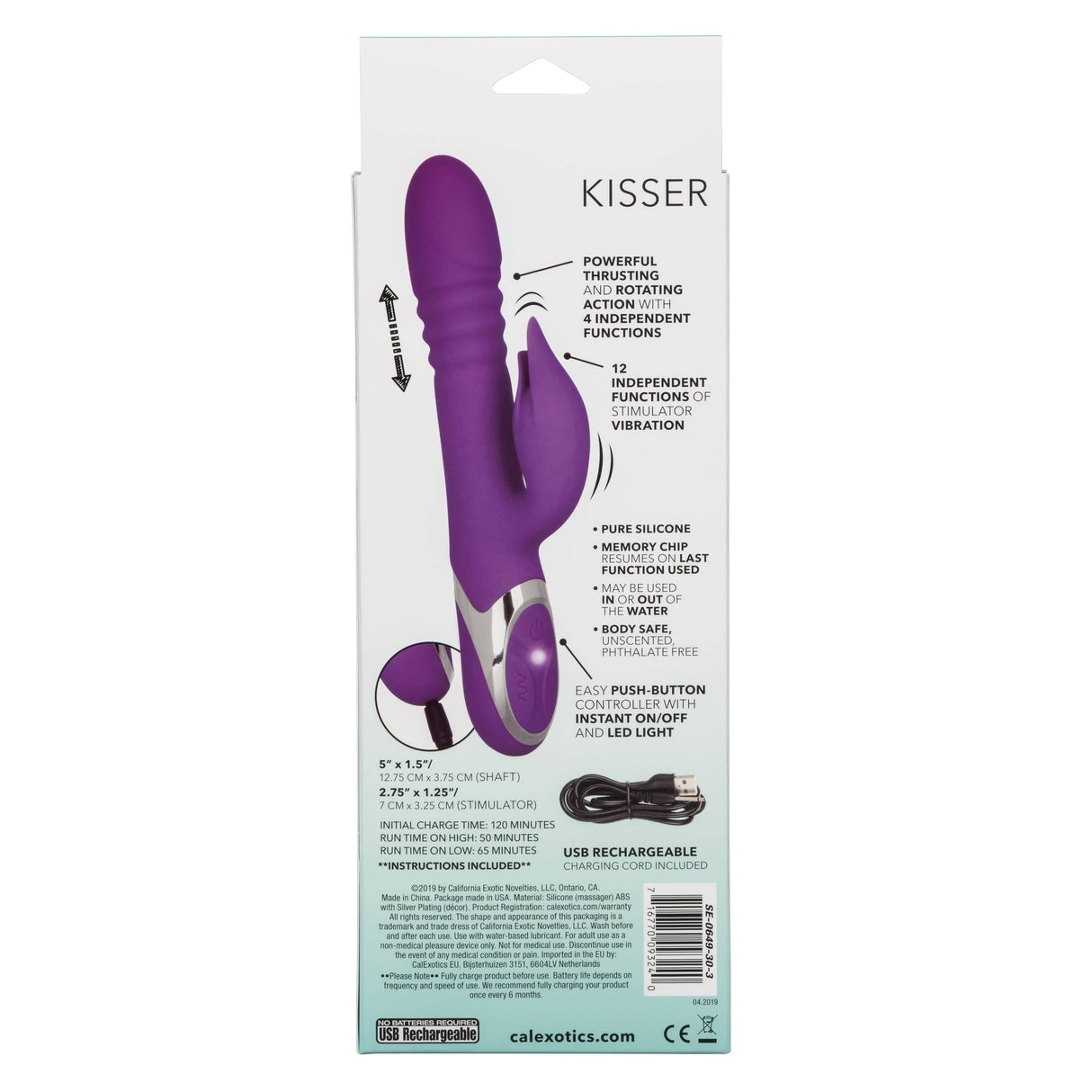 California Exotics - Enchanted Kisser Thrusting Rabbit Vibrator (Purple) CE1919 CherryAffairs