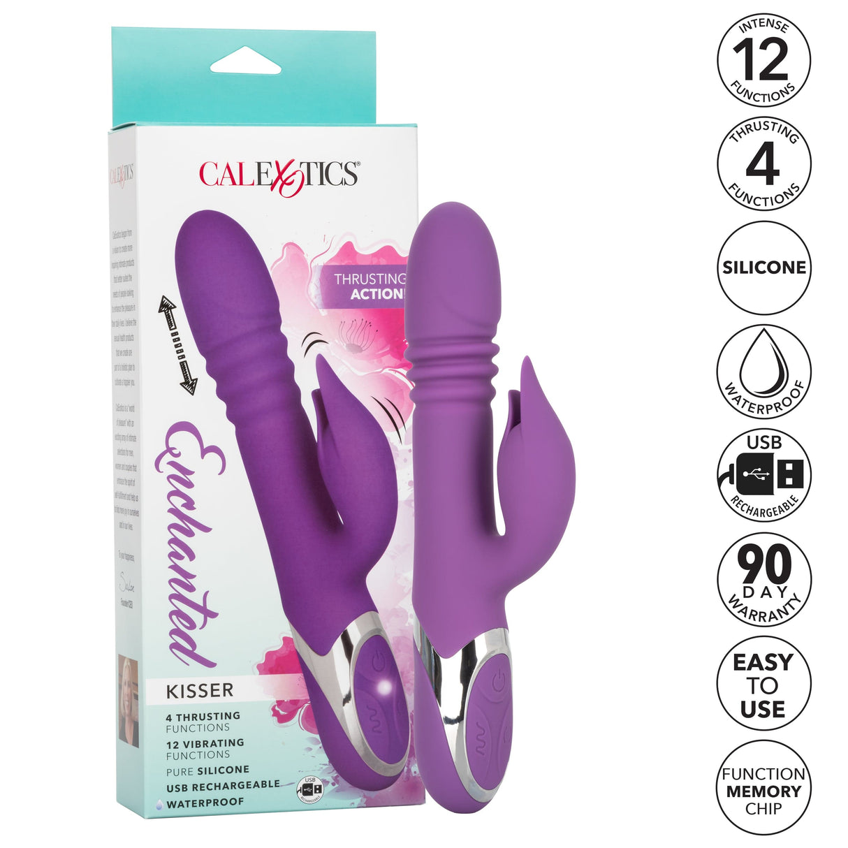 California Exotics - Enchanted Kisser Thrusting Rabbit Vibrator (Purple) CE1919 CherryAffairs