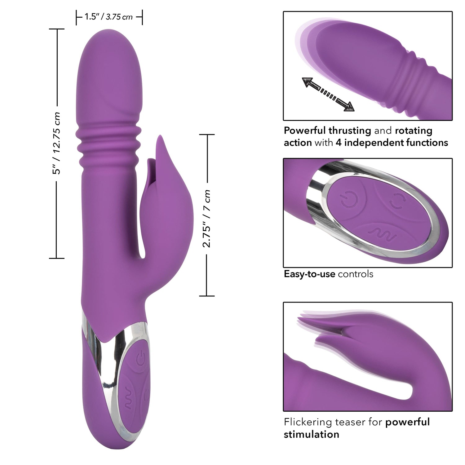 California Exotics - Enchanted Kisser Thrusting Rabbit Vibrator (Purple) CE1919 CherryAffairs
