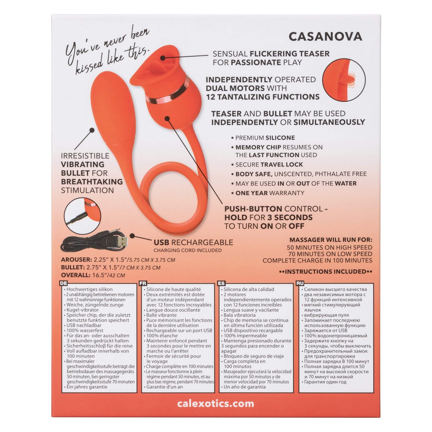California Exotics - French Kiss Casanova Egg and Clit Massager (Red) CE1778 CherryAffairs