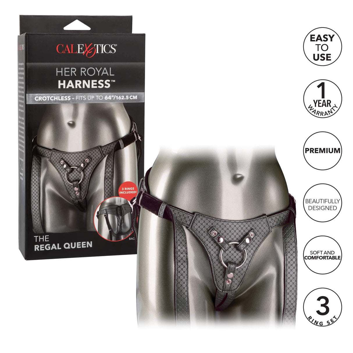 California Exotics - Her Royal Harness The Regal Queen Strap On (Black)    Strap On w/o Dildo