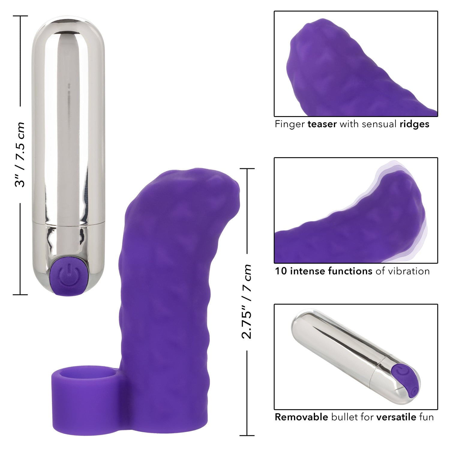 California Exotics - Intimate Play Rechargeable Finger Teaser Clit Massager (Purple) CE1928 CherryAffairs
