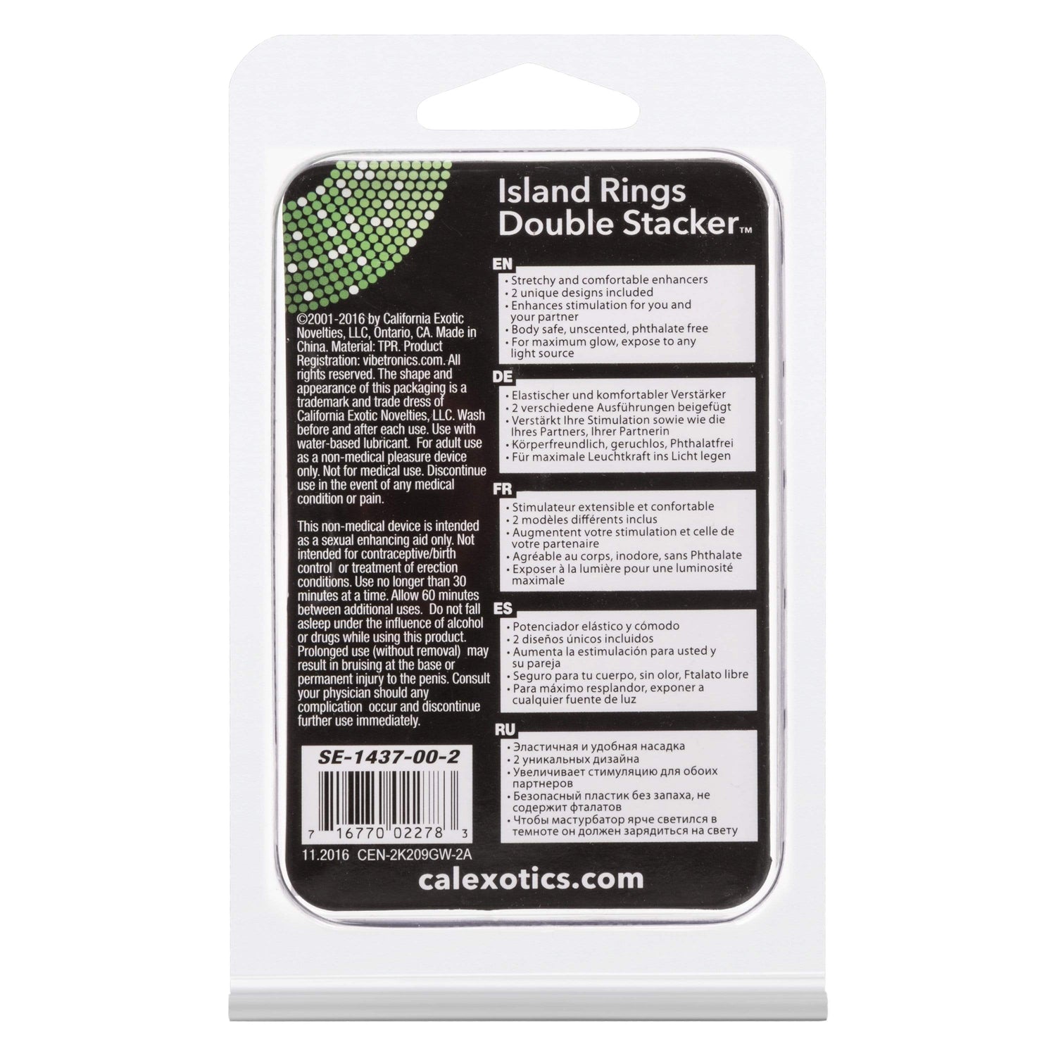 California Exotics - Island Rings Double Stacker Cock Ring (White) CE1808 CherryAffairs