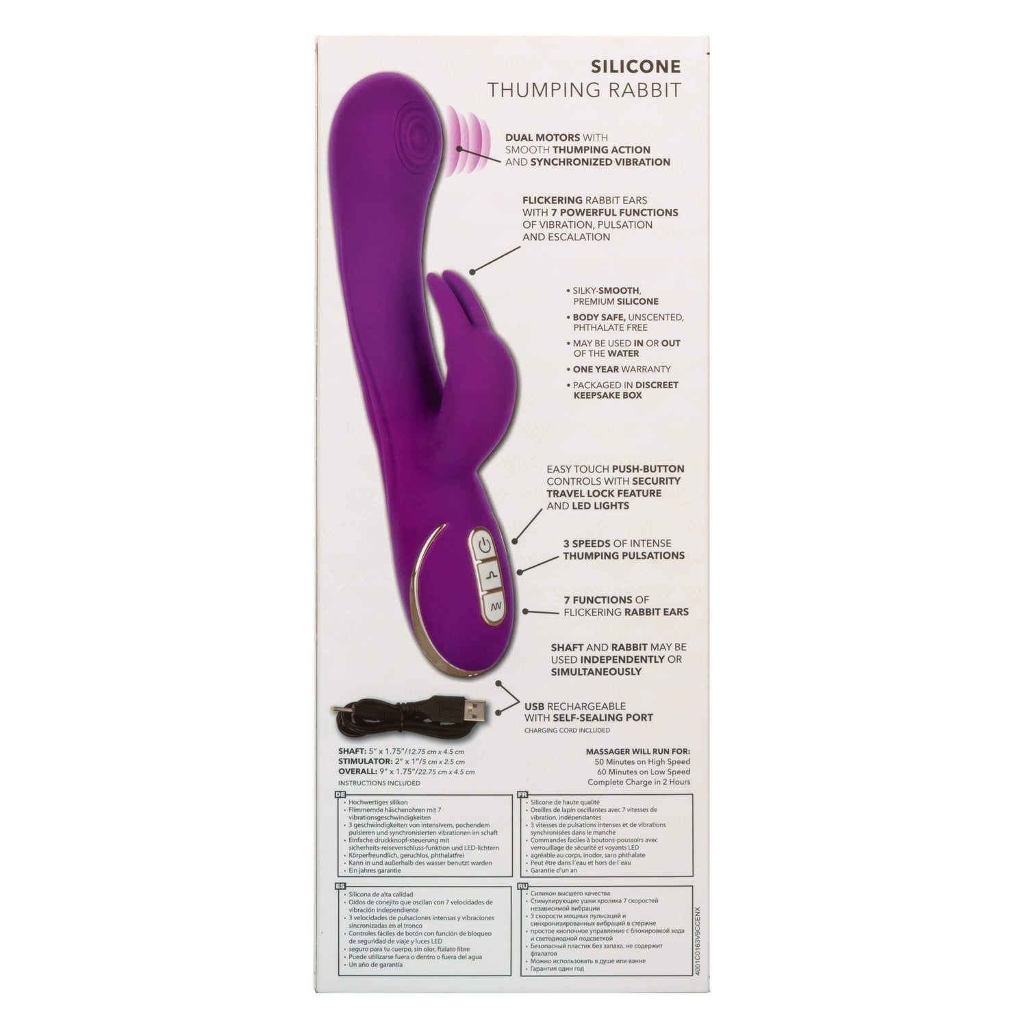 California Exotics - Jack Rabbit Signature Silicone Thumping Rabbit Vibrator (Purple) CE1781 CherryAffairs