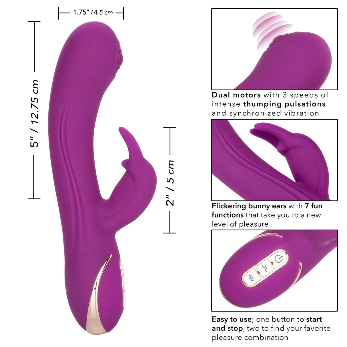 California Exotics - Jack Rabbit Signature Silicone Thumping Rabbit Vibrator (Purple) CE1781 CherryAffairs