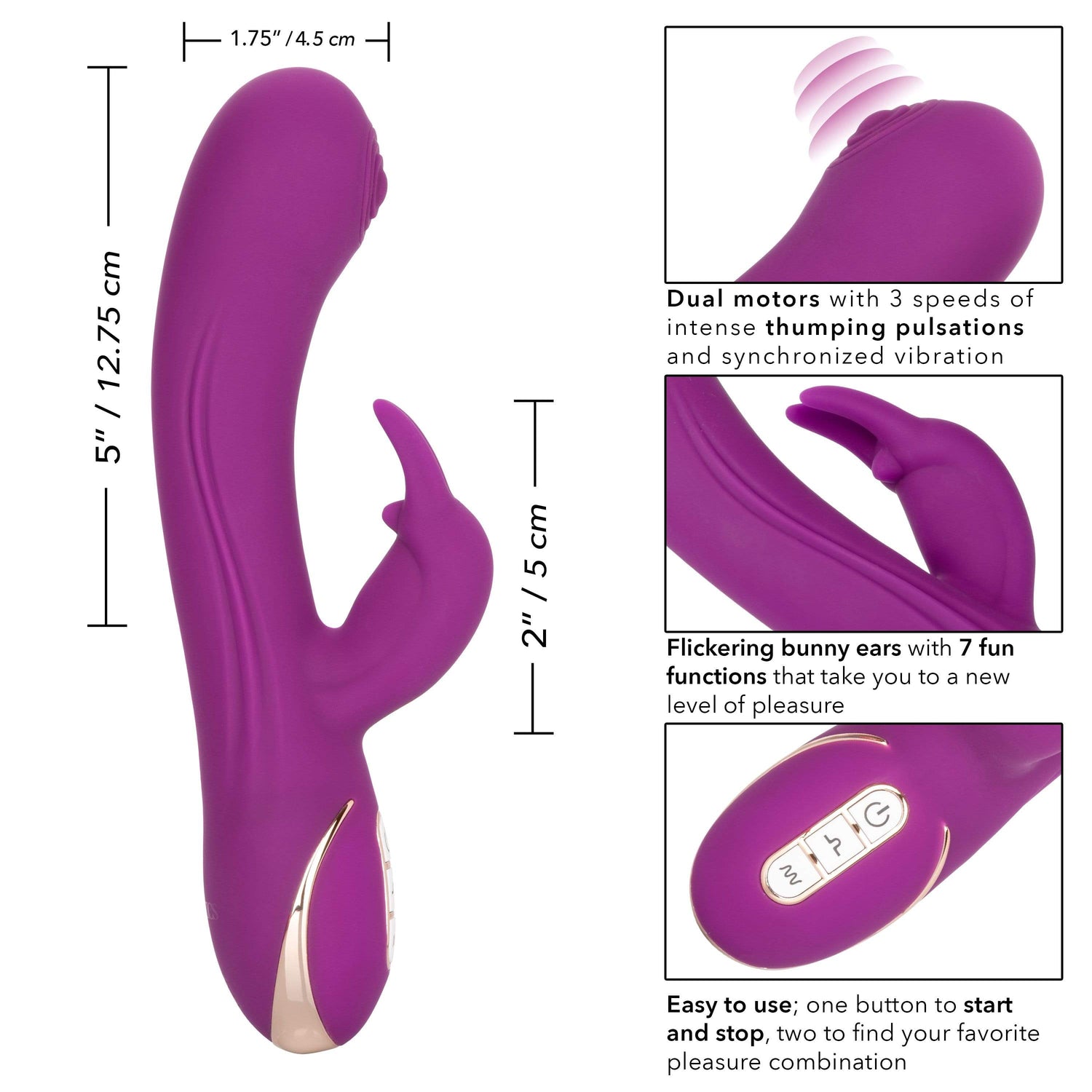 California Exotics - Jack Rabbit Signature Silicone Thumping Rabbit Vibrator (Purple) CE1781 CherryAffairs