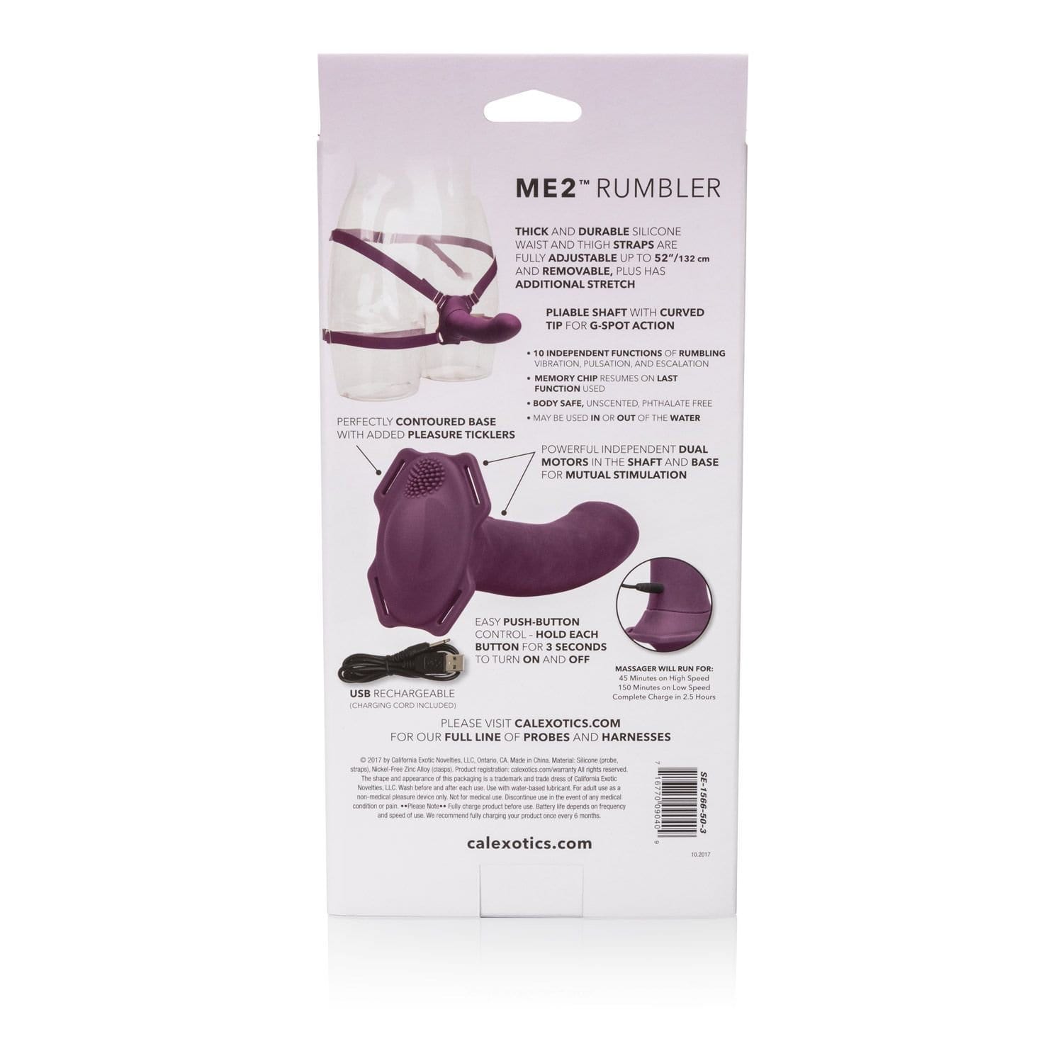 California Exotics - Me2 Rumbler Strap On Vibrating Dildo (Purple) CE1390 CherryAffairs