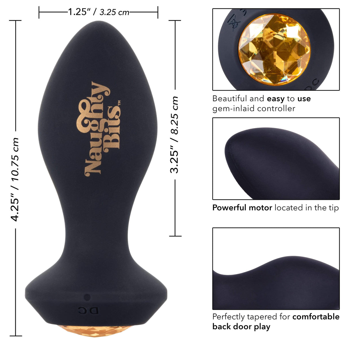 California Exotics - Naughty Bits Shake Your Ass Petite Vibrating Butt Plug (Black) CE1835 CherryAffairs