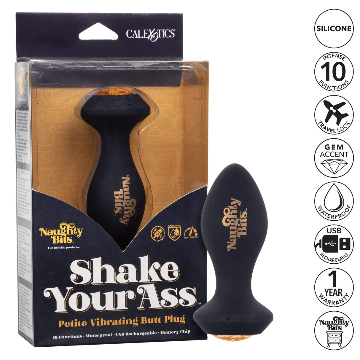 California Exotics - Naughty Bits Shake Your Ass Petite Vibrating Butt Plug (Black) CE1835 CherryAffairs
