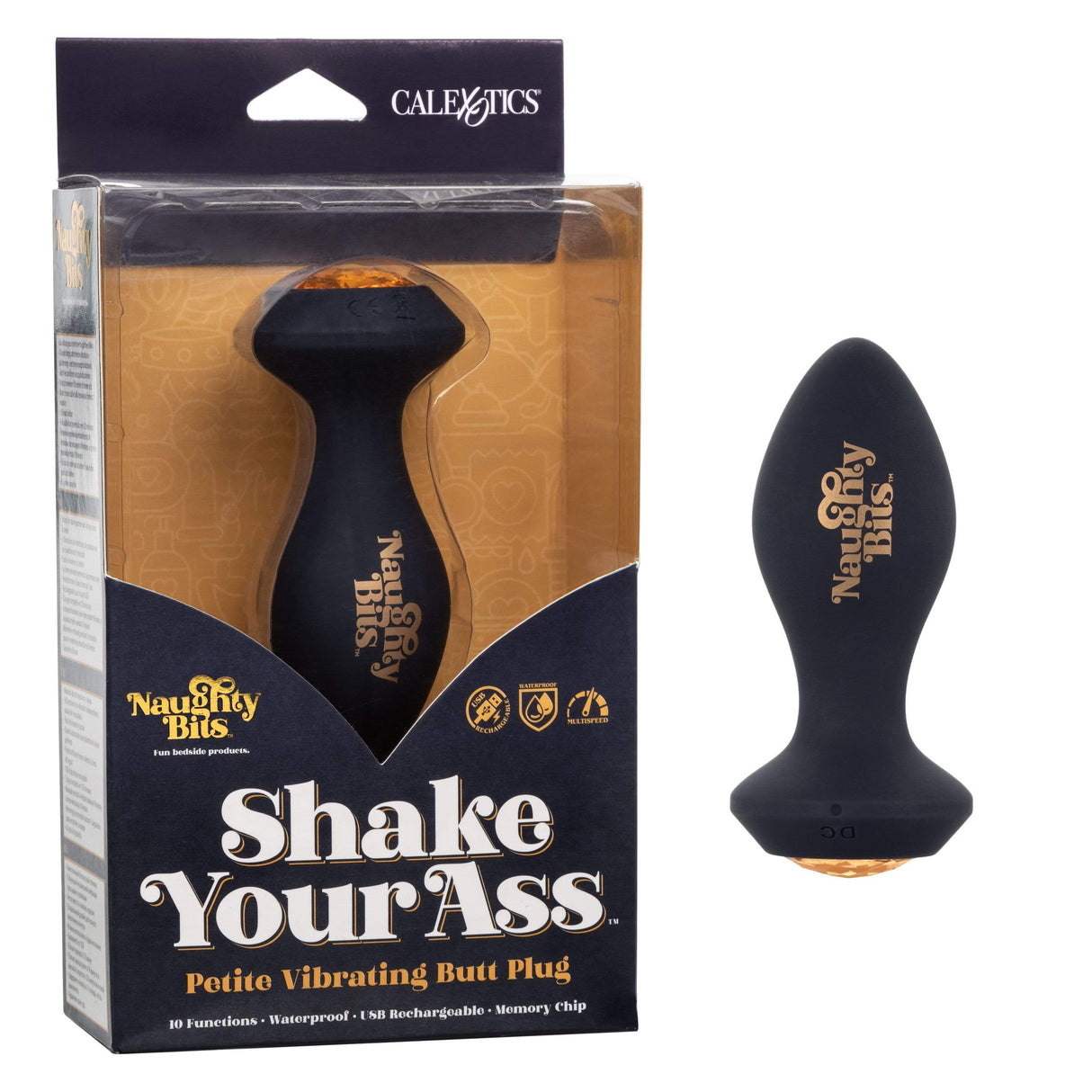 California Exotics - Naughty Bits Shake Your Ass Petite Vibrating Butt Plug (Black) CE1835 CherryAffairs