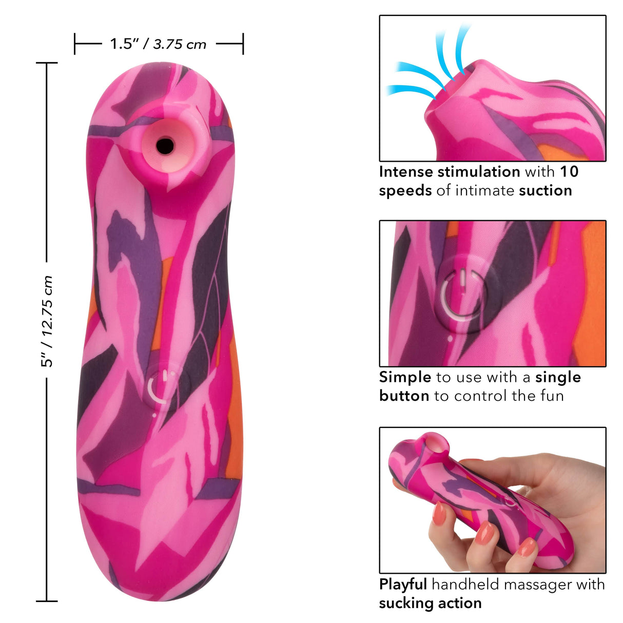 California Exotics - Naughty Bits Suck Buddy Playful Massager Clitoral Air Stimulator (Multi Colour) CE1982 CherryAffairs