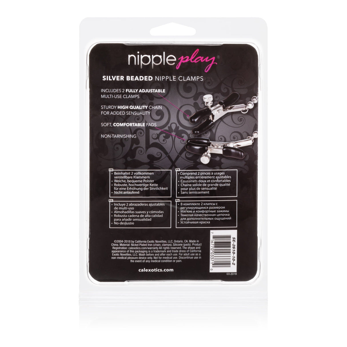 California Exotics - Nipple Play Silver Beaded Nipple Clamps (Silver) CE1592 CherryAffairs