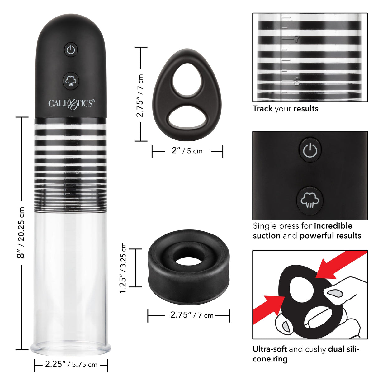 California Exotics - Optimum Series Rechargeable EZ Penis Pump Kit (Clear) CE1950 CherryAffairs