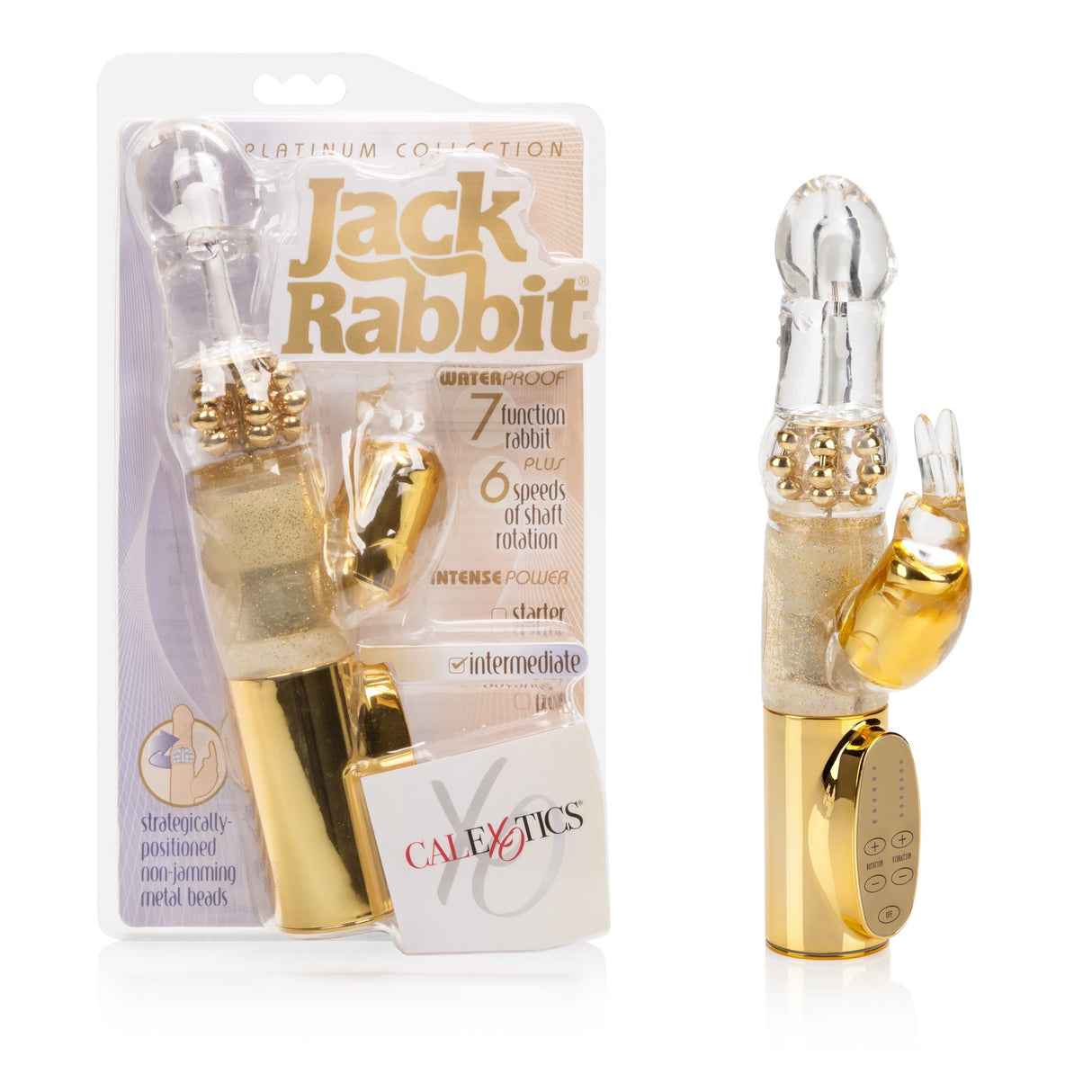 California Exotics - Platinum Collection Jack Rabbit Vibrator Intermediate (Gold) Rabbit Dildo (Vibration) Non Rechargeable