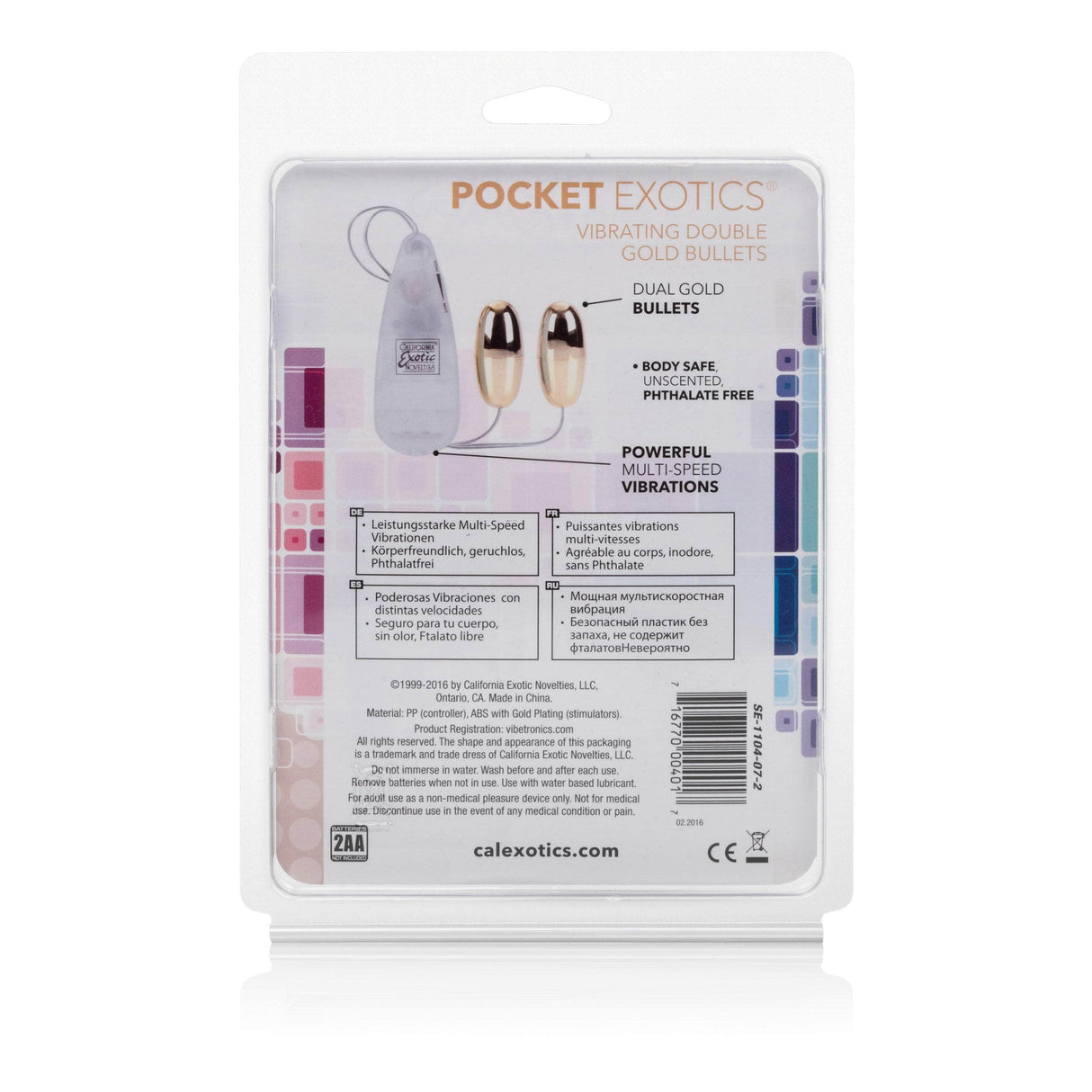 California Exotics - Pocket Exotics Wired Remote Vibrating Double Gold Bullets CherryAffairs