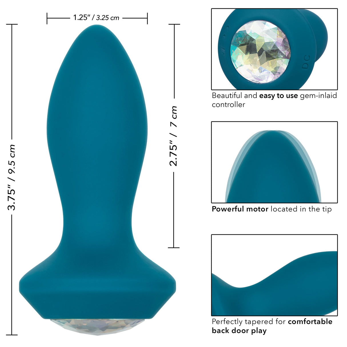 California Exotics - Power Gem Vibrating Petite Crystal Probe Anal Plug CherryAffairs