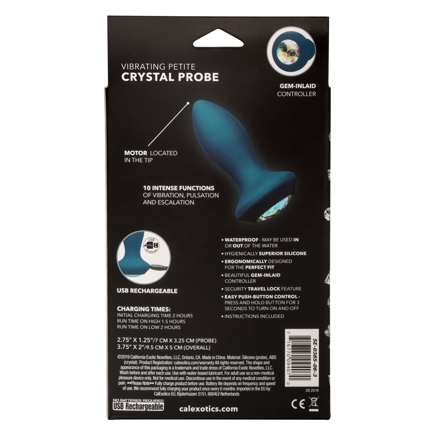 California Exotics - Power Gem Vibrating Petite Crystal Probe Anal Plug CherryAffairs