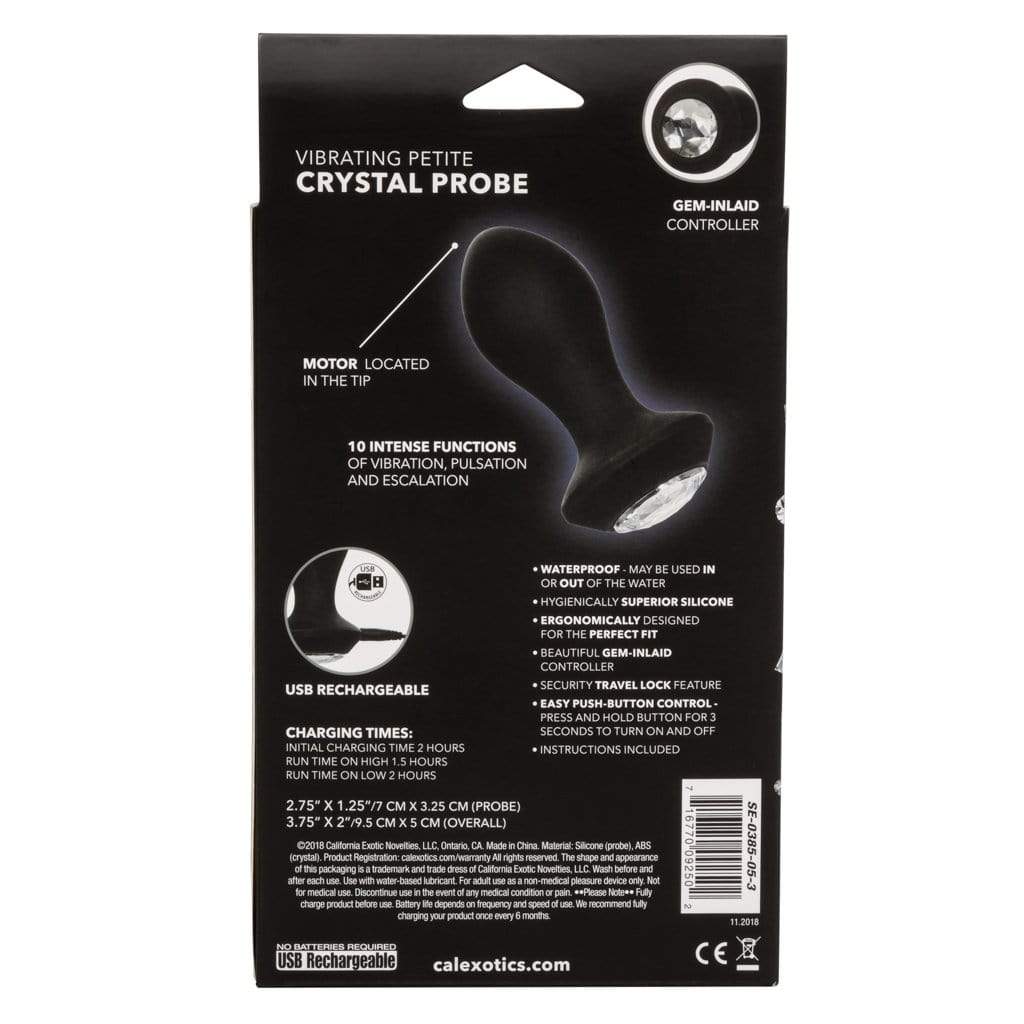 California Exotics - Power Gem Vibrating Petite Crystal Probe Anal Plug CherryAffairs