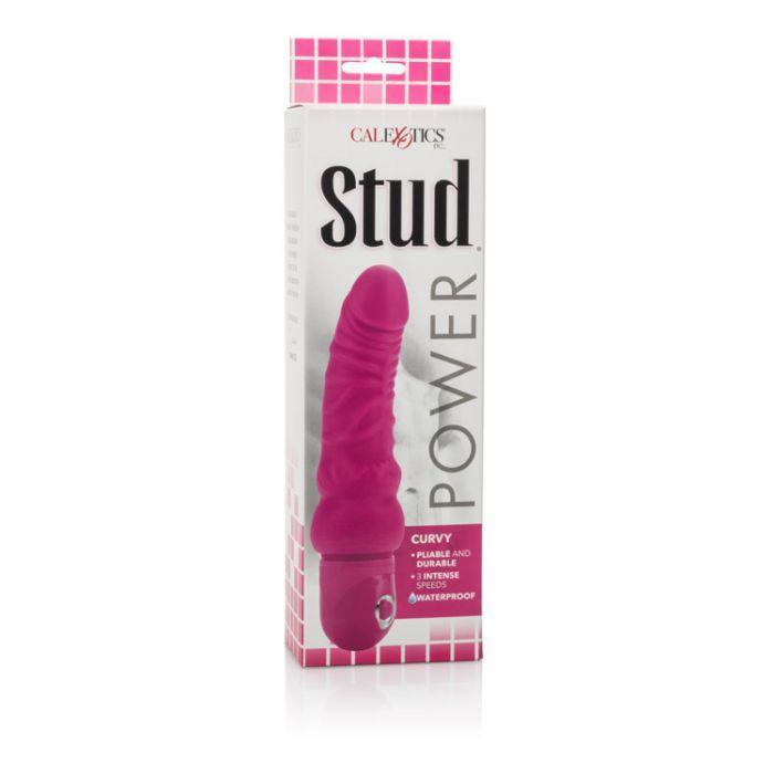 California Exotics - Power Stud Waterproof Curvy Vibrator (Pink) CE1198 CherryAffairs