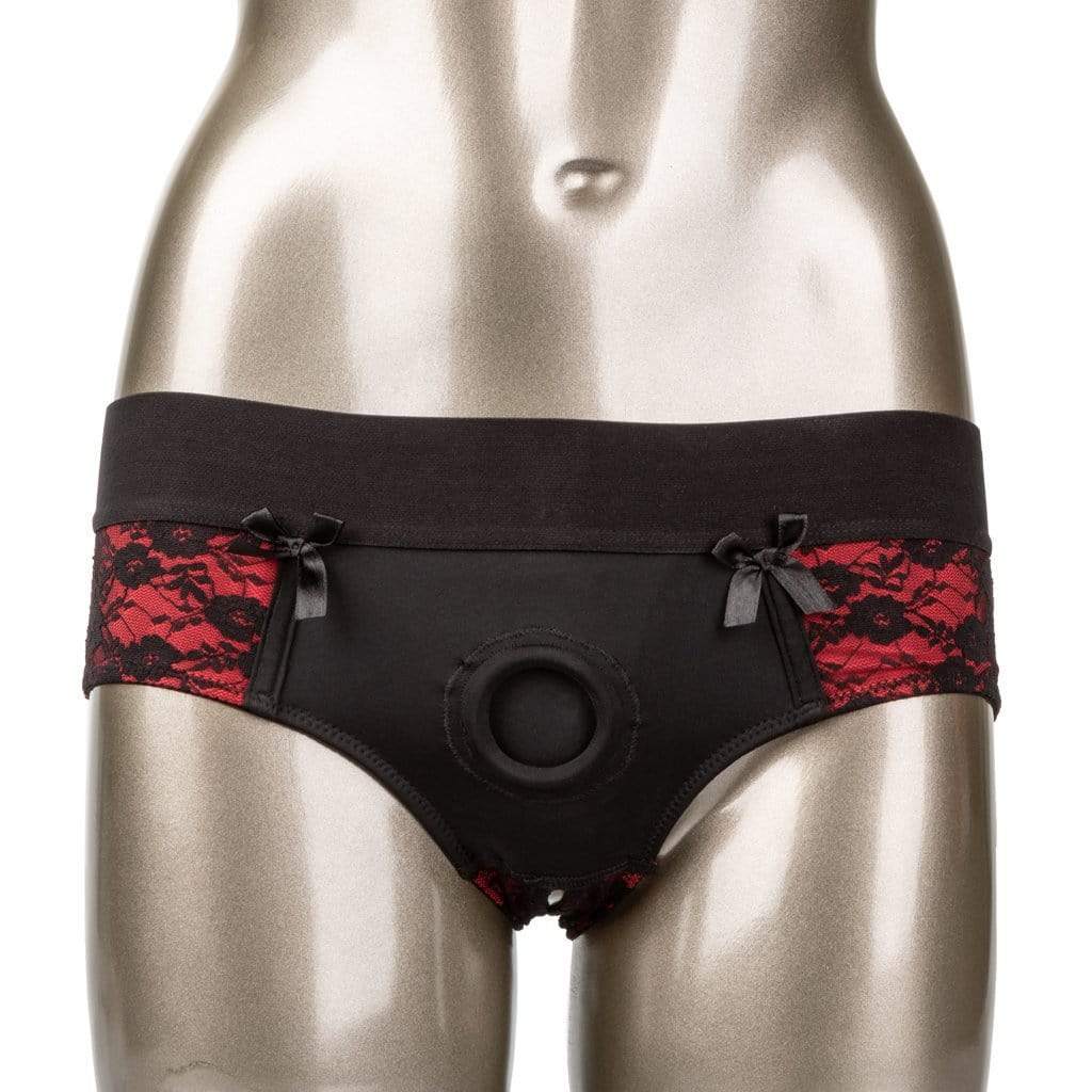 California Exotics - Scandal Crotchless Pegging Panty Set L/XL (Red) CE1737 CherryAffairs
