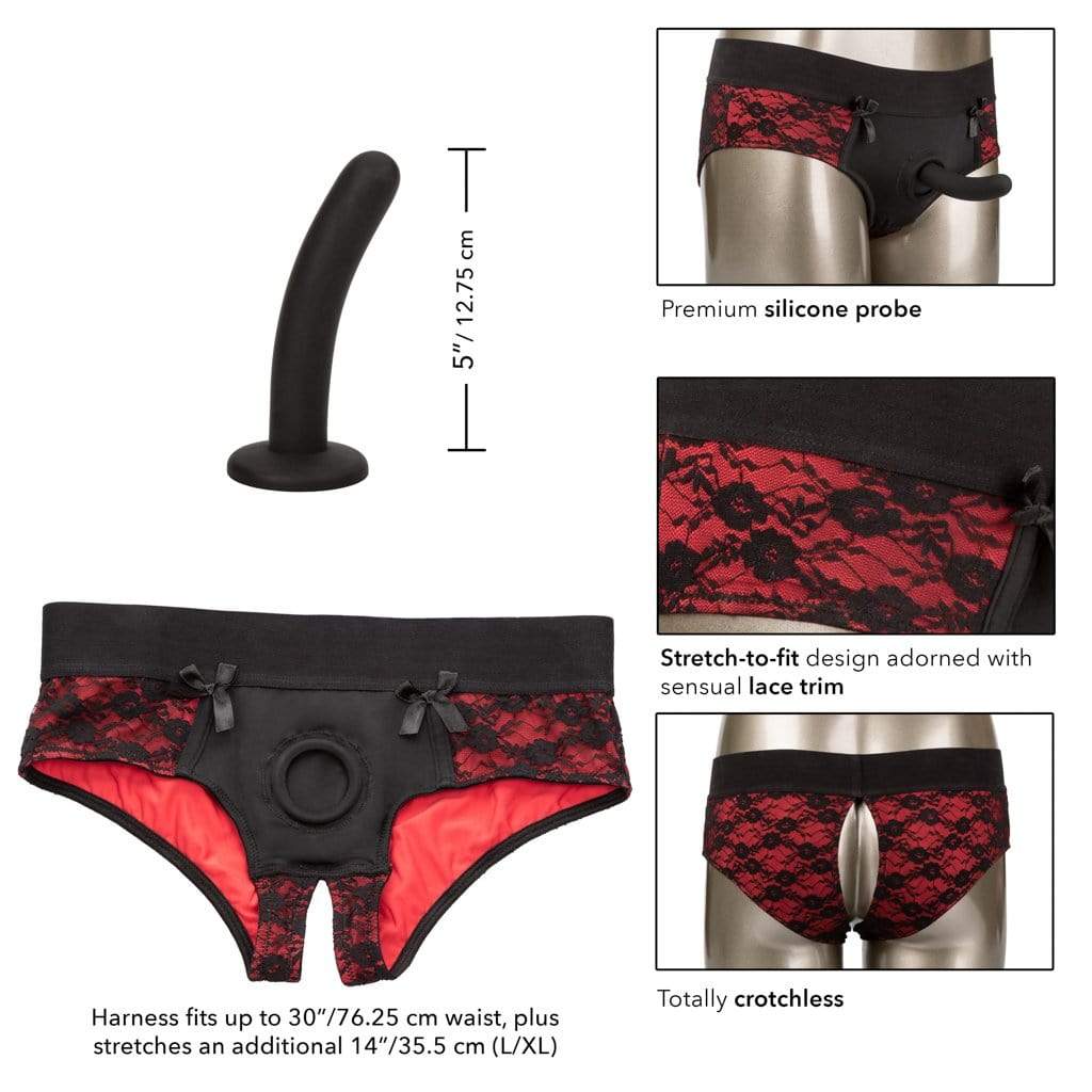 California Exotics - Scandal Crotchless Pegging Panty Set L/XL (Red) CE1737 CherryAffairs