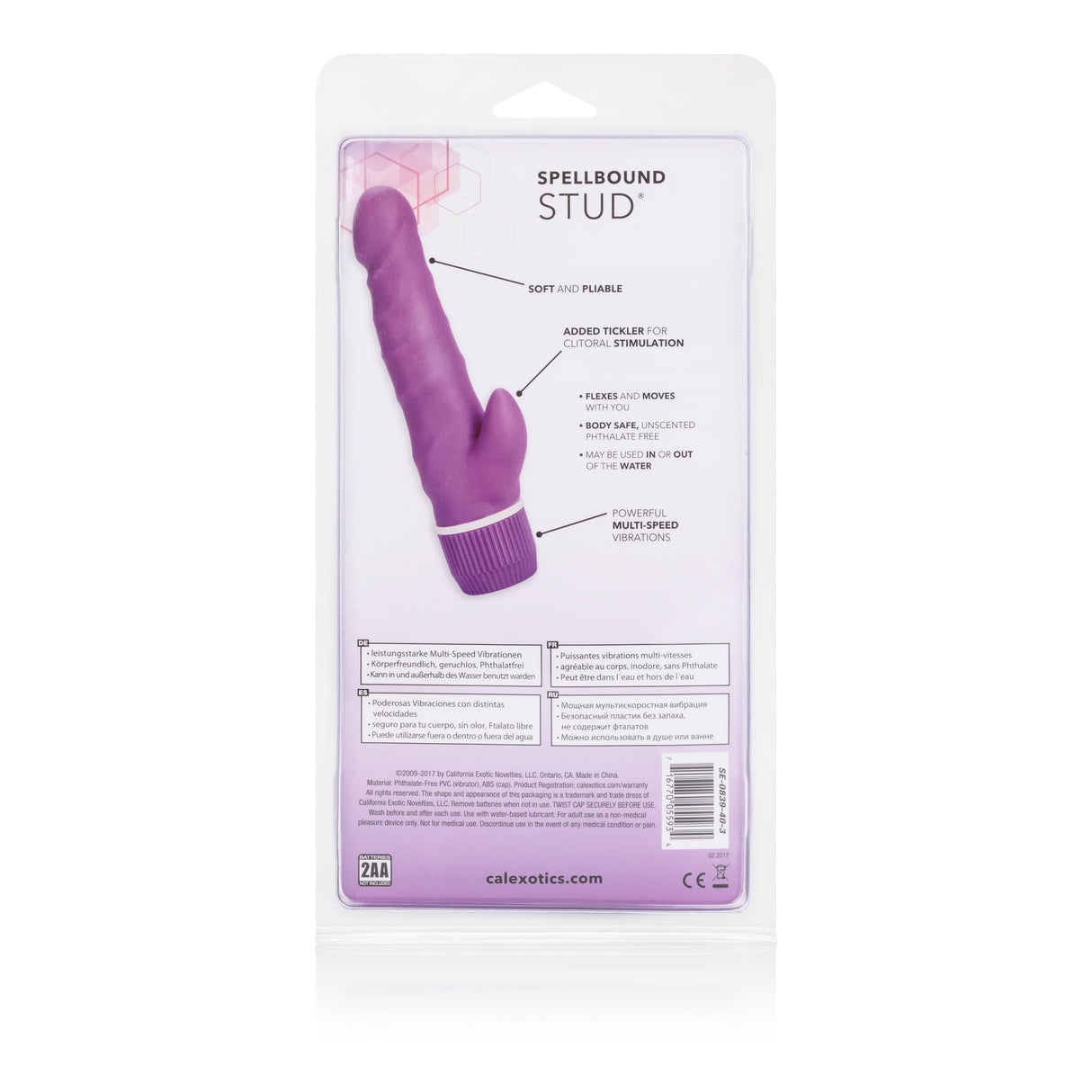 California Exotics - Spellbound Stud Double Jack Rabbit Vibrator (Purple) CE1373 CherryAffairs