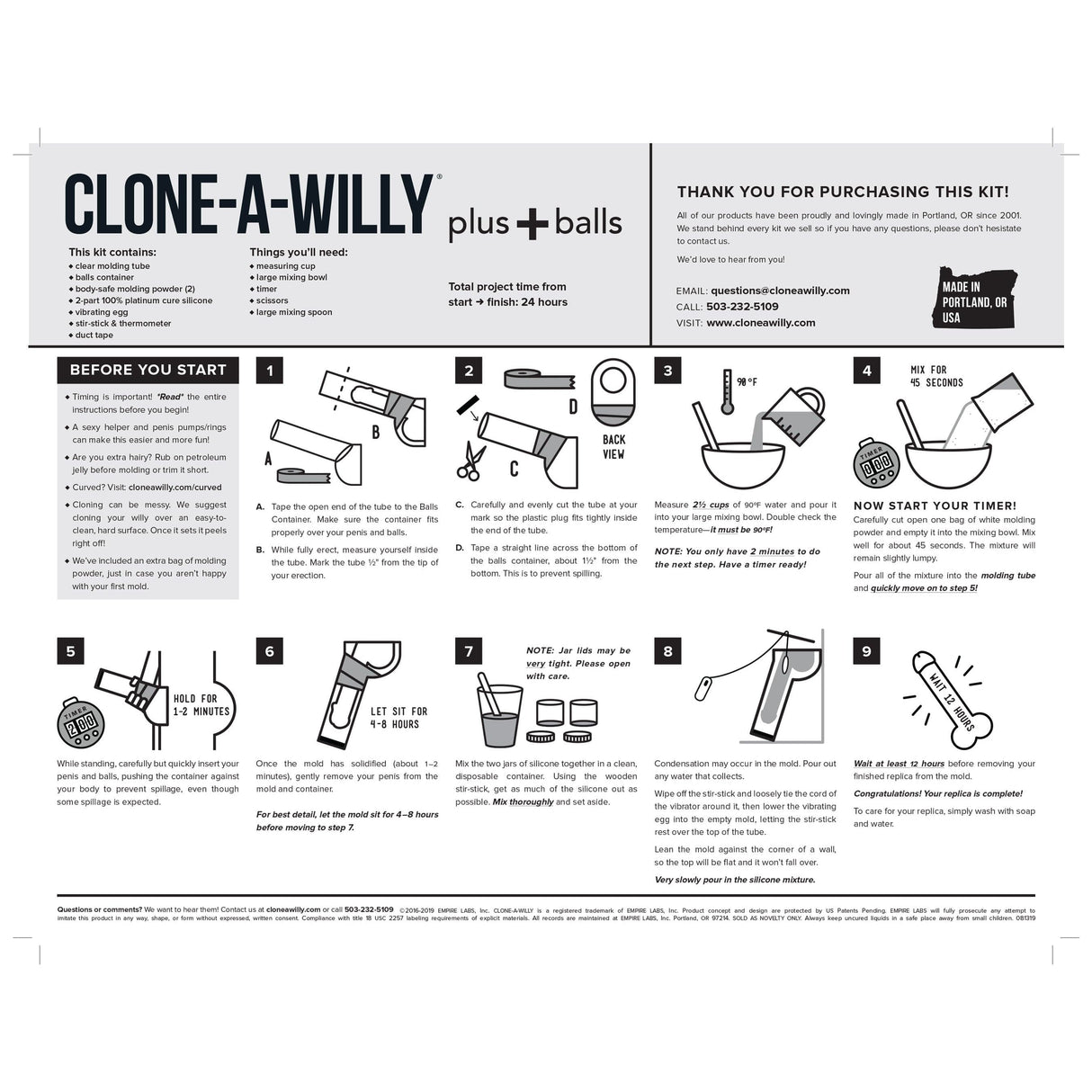 Clone A Willy - Vibrating Penis plus Balls DIY Dildo Clone Molding Kit - CherryAffairs.sg