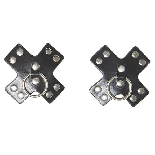 Coquette - Studded Cross Reusable Pasties Nipple Covers O/S (Black) CQ1037 CherryAffairs