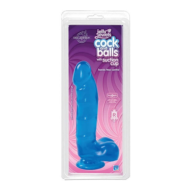Doc Johnson - Jelly Jewels Cock Realistic Dildo with Balls 7" (Blue) DJ1175 CherryAffairs