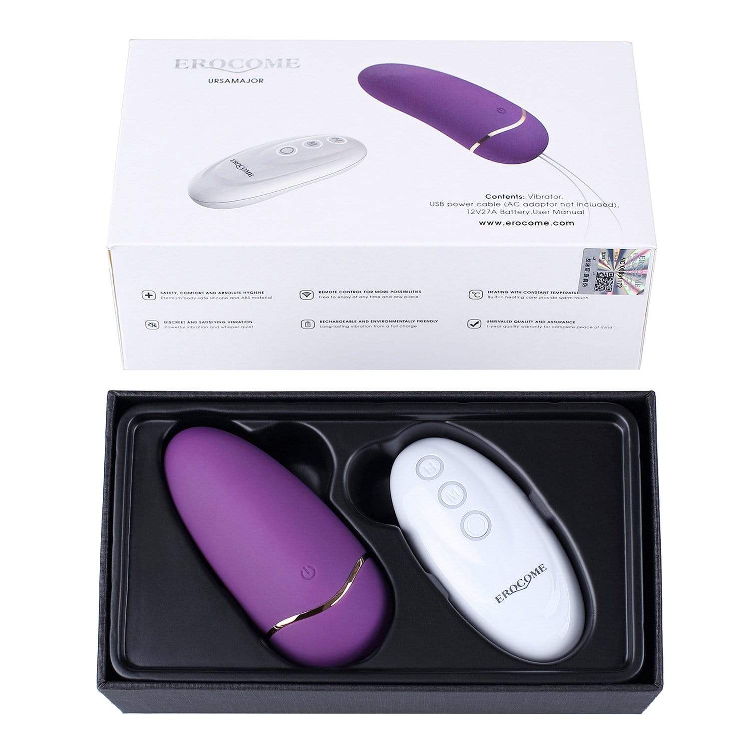 Erocome - UrsaMajor Heat Remote Control Egg Vibrator (Purple) ERC1008 CherryAffairs