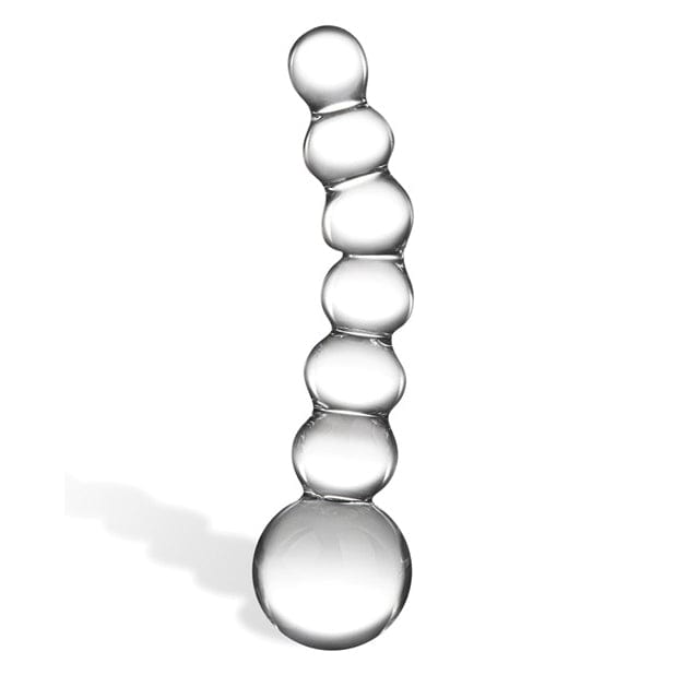 Glas - Curved Glass Beaded Hand Blown Glass Dildo 5" (Clear) Glass Dildo (Non Vibration)