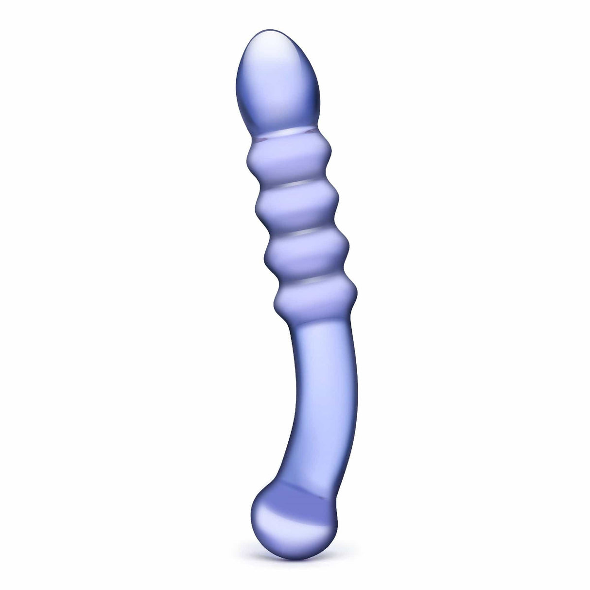 Glas - Purple Rain Ribbed Glass Dildo 9" (Purple) - CherryAffairs.sg
