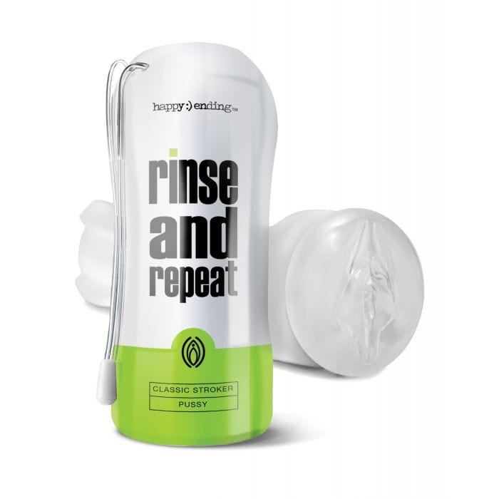 Happy Ending - Rinse and Repeat Classic Stroker Cup Masturbator Pussy (White) Masturbator Soft Stroker (Vibration) Non Rechargeable