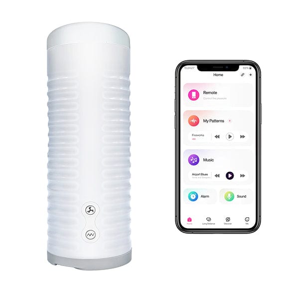Lovense - Max 2 App-Controlled Male Masturbator (White) Masturbator Soft Stroker (Vibration) Rechargeable