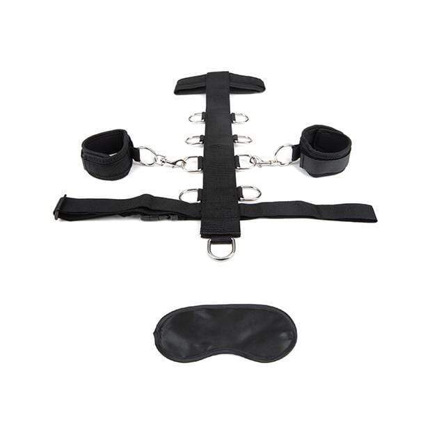 Lux Fetish - 3 pc Adjustable Neck and Wristraint Set (Black) Hand/Leg Cuffs